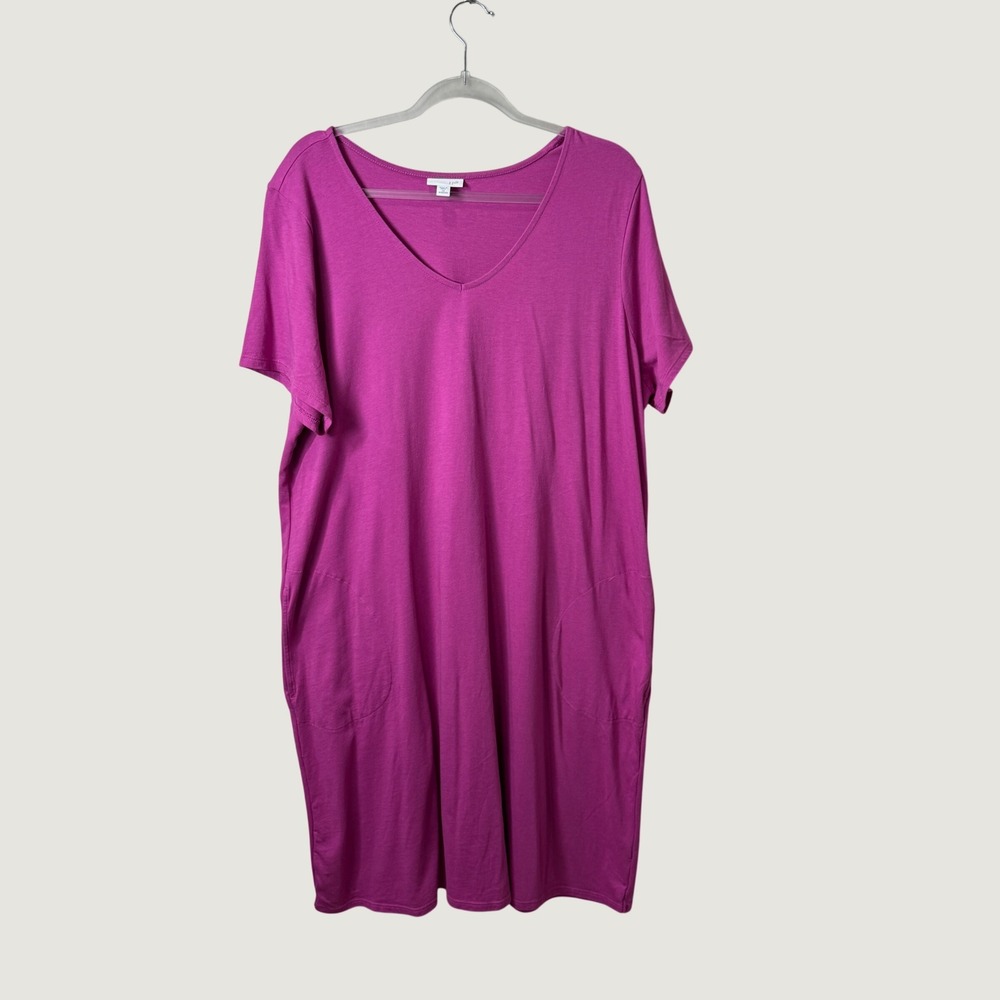 J. Jill 2X Pink Cotton Modal T-Shirt Relaxed Shift Dress‎ Coastal Resort Beachy